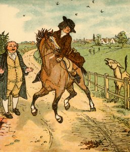 John Gilpins atı bir eşek tarafından telaşa kapılır, 1878, c1918. by Randolph Caldecott