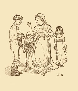 Bayan Gilpin postacıya kocasını bulması için para ödüyor, 1878, c1918. by Randolph Caldecott