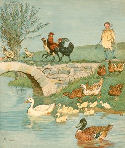 Tavukları ve ördekleri olan Çiftçi Çocuk, c1881.