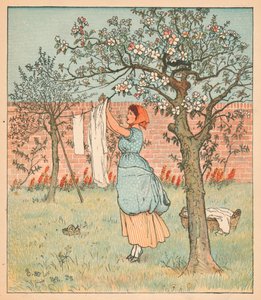Hizmetçi Bahçedeydi, Giysileri Asıyordu, 1880. by Randolph Caldecott