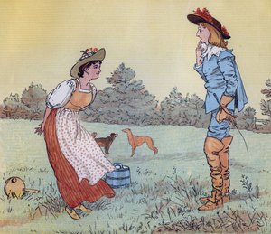 O zaman seninle evlenemem, Güzel Hizmetçim!' Tekerleme “Sütçü Kız” için Randolph Caldecott tarafından yapılan illüstrasyon. by Randolph Caldecott