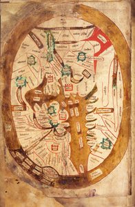 Ms.89 Higden fol.13v Map of the World (ink on vellum) by Ranulf Higden
