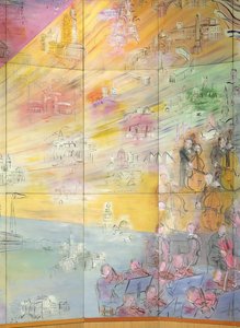 La Fee Electricite, sol tarafta bir orkestranın tasvir edildiği detay by Raoul Dufy