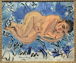 Çıplak kadın. Raoul Dufy (1877-1953) tarafından yapılmış resim, tuval üzerine yağlıboya by Raoul Dufy