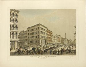 Göl Köşesi ve La Salle Sokakları, Chicago, 1864 Yılında Marine Bank Binası