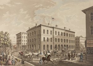 KB Dearborn ve Monroe Sokaklarının Köşesi, Chicago, 1865 Yılında Postane Binasını Gösteriyor
