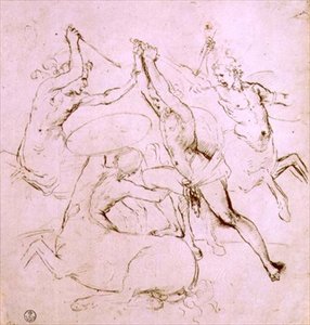 Centaurlarla savaşan Herkül (kalem ve mürekkep) by Raphael
