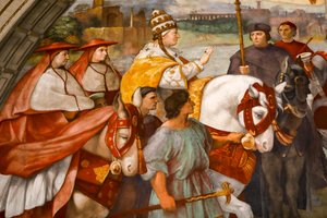 Büyük Aziz Leo ve Atilla arasındaki buluşma. 1511-1514 (fresk) by Raphael