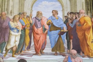 Aristoteles ve Platon: Stanza della Segnatura'daki Atina Okulu'ndan detay