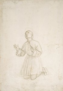 Diz çökmüş genç bir figür, c.1503 (beyaz bir müstahzar üzerinde gümüş nokta) by Raphael