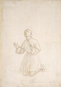 Diz çökmüş bir genç figürü, c1503 by Raphael