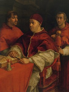 Kardinaller Giulio de Medici ve Luigi de Rossi ile Leo X, 1517-18 by Raffaello Sanzio Raphael