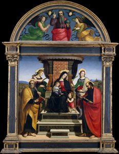 Madonna ve Çocuk Azizlerle Taht Edildi by Raffaello Sanzio Raphael