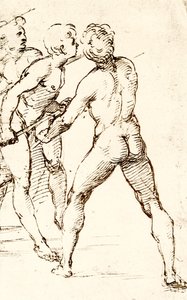 Saldırıyı bekleyen üç savaşçı by Raffaello Sanzio Raphael