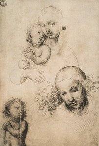 Raffaello Sanzio tarafından çizilen Madonna ve Çocuk için Çalışma. Çizimler ve Baskılar Dolabı, Uffizi Galerisi, Floransa by Raffaello Sanzio Raphael