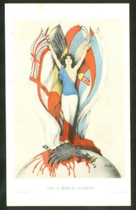 Kartpostal, Renkli Hiciv: Hukuk ve Özgürlük İçin - 14-18 Savaşı, Müttefikler, Bayraklar - Kirchner