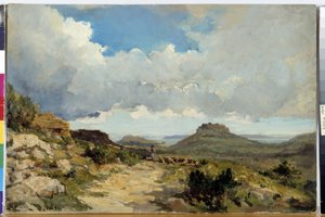 Berger a Miramas le Vieux, Rhone Buketlerinde Etang de Berre Raphael Luc Ponson (1835-1904) tarafından yapılan resim Zorunlu söz: Koleksiyon vakfı Provence, Marsilya