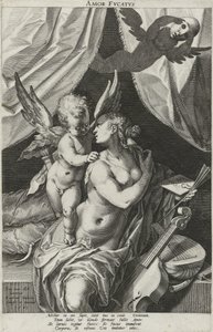 aldatıcı aşk alegorisi Amor Dvcatvs (nesne üzerindeki başlık) by Raphaël Sadeler (I)