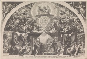 Altı peygamber ve melekler korosu ile Müjde by Raphaël Sadeler (I)