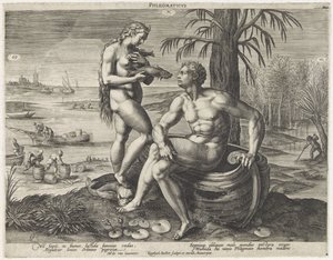 Flegmatisch mizaç Phlegmaticus (nesne üzerindeki başlık) Vier mizaç (dizi başlığı) by Raphaël Sadeler (I)