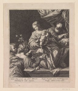 İki melek ile kutsal aile by Raphaël Sadeler (I)