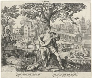 Aşkın etkisi altındaki gençlik Amor (nesnedeki başlık) Dört Çağ (dizi adı) by Raphaël Sadeler (I)