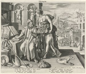 Orta yaş namusun etkisinde Onur (nesne üzerindeki başlık) Dört Çağ (dizi adı) by Raphaël Sadeler (I)