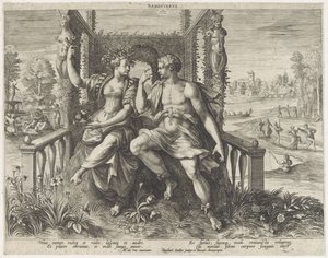 Sanguinisch mizaç Sanguineus (nesne üzerindeki başlık) Vier mizaç (dizi başlığı) by Raphaël Sadeler (I)