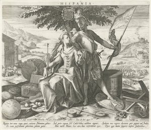 Juno ve Mars ile İspanya Hispania (nesne üzerindeki başlık) Avrupa ülkelerinin alegorik temsilleri (dizi başlığı)