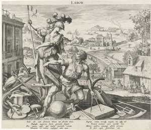 Çalışmadan etkilenen olgunluk İşçilik (nesne üzerindeki başlık) Dört Çağ (dizi adı) by Raphaël Sadeler (I)