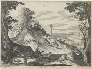 Bir tepe üzerinde bir haç ile manzara by Raphaël Sadeler (II)