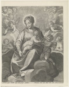 Bulutlarda İsa Çocuk ile Meryem by Raphaël Sadeler (II)