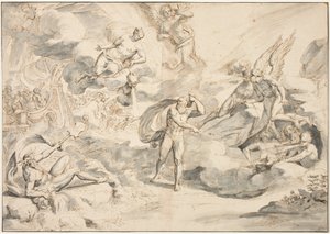 Aeolus'un Fırtına Yaratmak için Junos Komutanlığına Uyması, c.1683-84 (kağıt üzerinde yıkama ile kalem ve mürekkep)