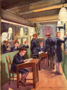 Savaş zamanı İngiliz Ulusal İtfaiye Teşkilatının kontrol odası, İkinci Dünya Savaşı by Reginald Mills