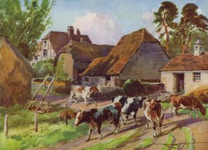 My Farm için İllüstrasyon (renkli lito) by Reginald Mills