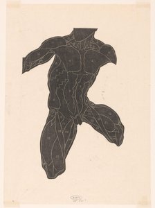 Siluet halindeki bir adamın boyun, karın ve uyluk kaslarının anatomik çalışması by Reijer Stolk