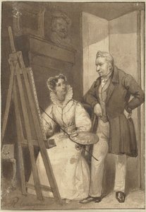 Orange-Nassau Prensesi Prusya Wilhelmina Frederica Sophia'nın kocası Kral I. William ile birlikte portresi