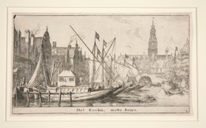 Het Rockin, mette Beurs (The Rokin, Borsa ile) by Reinier Nooms