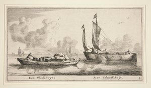 İki Tekne (Bir Vlotschuyt, Bir Schietschuyt) by Reinier Nooms