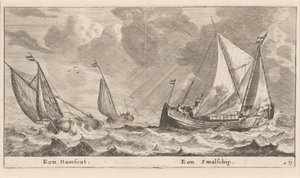 Bir Damschuit ve bir "Smalschip" by Reinier Nooms, called Zeeman