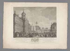 Amsterdam'da Barajda Özgürlük Bayramı, 4 Mart 1795 Özgürlük Bayramı, Amsterdam'da Özgürlük Ağacı'nın Açılışı vesilesiyle, Devrim Meydanı'nda kutlandı, 4 Mart 1795. Batavia Özgürlüğü / Fête de la l