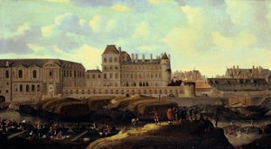 Louvre ve Petit Bourbon, Seine, Paris, 17. yüzyıldan görüldü