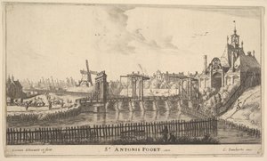 St. Antonis Poort, Amsterdam, 17. yüzyılın ortalarında. by Reinier Zeeman