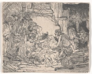 Çobanların Lambalı Tapınması, c.1654 (gravür) by Rembrandt van Rijn