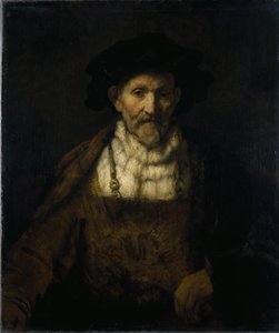 Hayali kostümlü yaşlı bir adam (tuval üzerine yağlı boya) by Rembrandt Harmensz. van Rijn