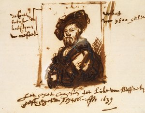 Baldassarre Castiglione, portreden eskiz by Rembrandt Harmensz. van Rijn