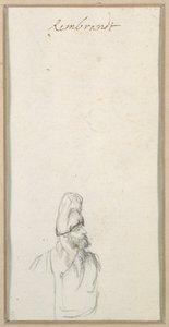Profildeki sakallı adam, yüksek şapkalı, yaklaşık 1640 (kağıt üzerinde siyah tebeşir) by Rembrandt Harmensz. van Rijn