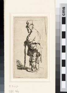 Bir çubuğa yaslanmış dilenci, 1630 dolayları (gravür) by Rembrandt van Rijn