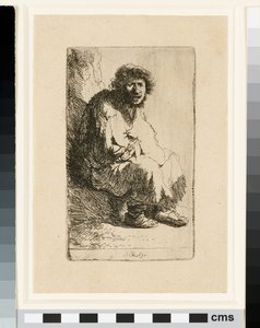 Bir bankada oturan dilenci by Rembrandt van Rijn
