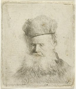 Kürk Başlıklı ve Akan Sakallı Yaşlı Bir Adamın Büstü, 1631 dolayları (kağıt üzerine gravür) by Rembrandt Harmensz. van Rijn
